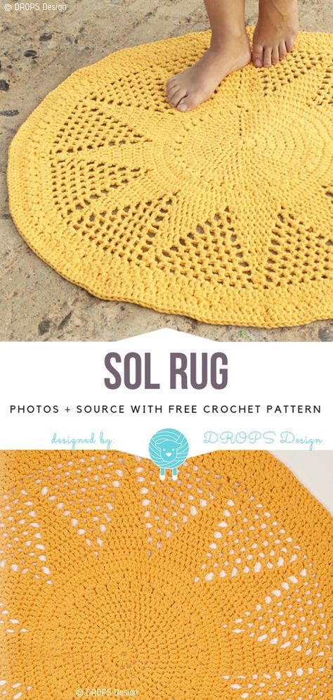 Under the Sun Free Crochet Patterns - Free Crochet Patterns Carpet Crochet, Sun Crochet, Crochet Rug Patterns Free, Crochet Rug Patterns, Mode Crochet, Haken Baby, Crochet Mandala, Crochet Motifs, Ideas Crochet