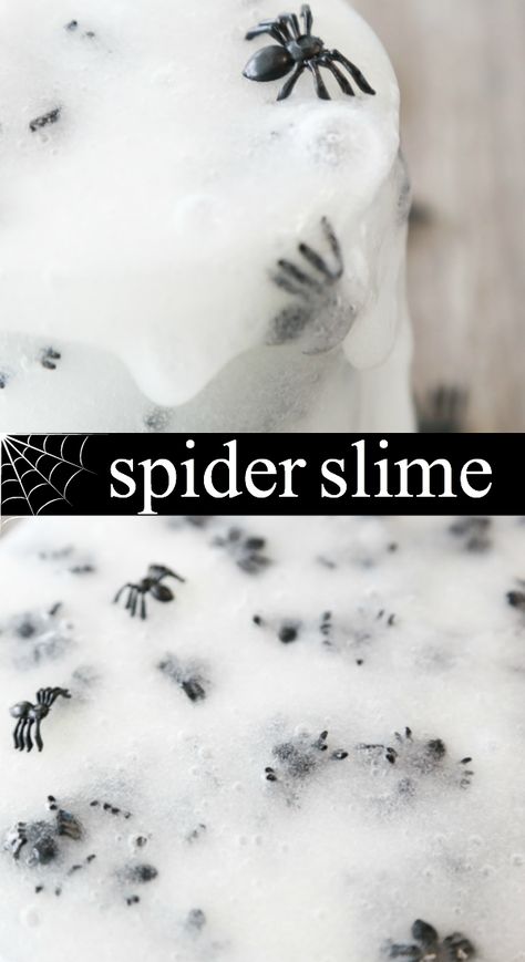 Spider Slime – the creepy crawly slime for Halloween. If your children  love playing with slime as much as mine, then they’ll love this  Halloween Spider Slime. Learn how to make Spider Slime with this easy to follow tutorial. #slime #halloween #spiderslime #halloweenslime Spider Web Slime, How To Make Spiders, Halloween Slime, Playing With Slime, Nail Polish Crafts, Craft Projects For Adults, Slime Craft, Projects For Adults, Plastic Pumpkins