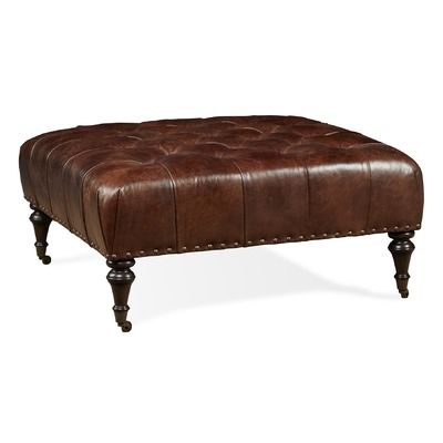 Dillon Leather Cocktail Ottoman | Wayfair Brown Leather Ottoman, Leather Cocktail Ottoman, Tufted Storage Ottoman, Upholstered Storage Bench, Tufted Ottoman, Square Ottoman, Cocktail Ottoman, Brown Living Room, Furniture Warehouse