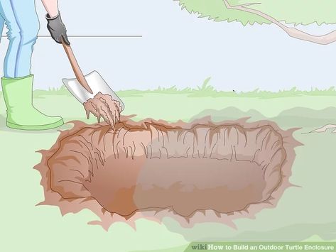 4 Ways to Build an Outdoor Turtle Enclosure - wikiHow Riverbed Landscaping, Box Turtle Habitat, Western Painted Turtle, Outdoor Tortoise Enclosure, Turtle Enclosure, Outdoor Enclosure, Turtle Aquarium, Turtle Homes, Tortoise House