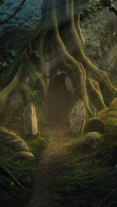 Cave Entrance, Heian Era, Moss Decor, The Titans, Fantasy Concept Art, Magical Forest, Romance Club, Environmental Art, Art Inspo