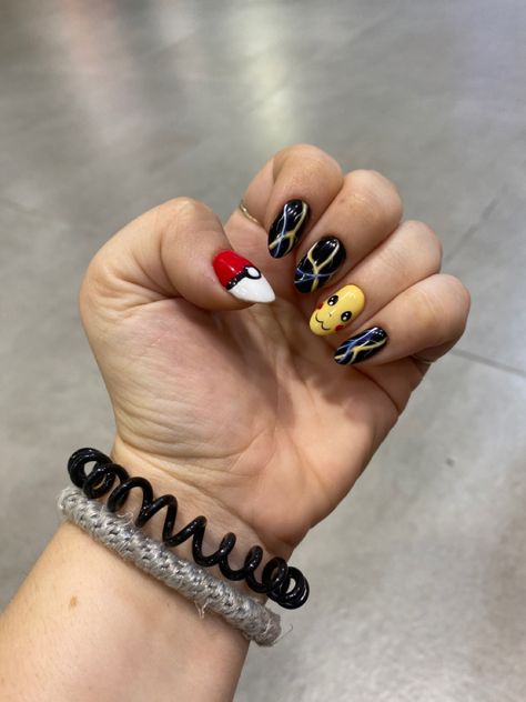 Creative pokemon nails Pokemon Nails Easy, Pokemon Nails, Themed Nails, Nails Easy, Class Ring, Pikachu, Pokemon, Nails, Pokémon