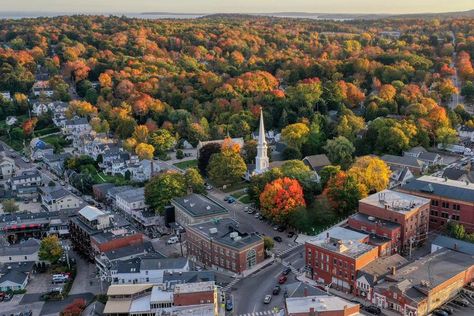 Maine Maine Small Town, Maine Aesthetic Fall, Orono Maine, Autumn Things, Town Design, Map Ideas, Photo Study, Small Town Living, American City