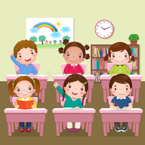 Classroom Illustration, English Illustration, School Illustration, School Frame, School Clipart, Kids Vector, Kids Study, Cartoon Background, School Kids