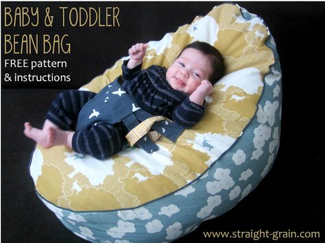 Free pattern and tutorial: Baby and toddler bean bag | StraightGrain Toddler Bean Bag, Bean Bag Pattern, Diy Bean Bag Chair, Sewing Classes For Beginners, Diy Bean Bag, Baby Bean Bag, Diy Bebe, Diy Toddler, Baby Projects