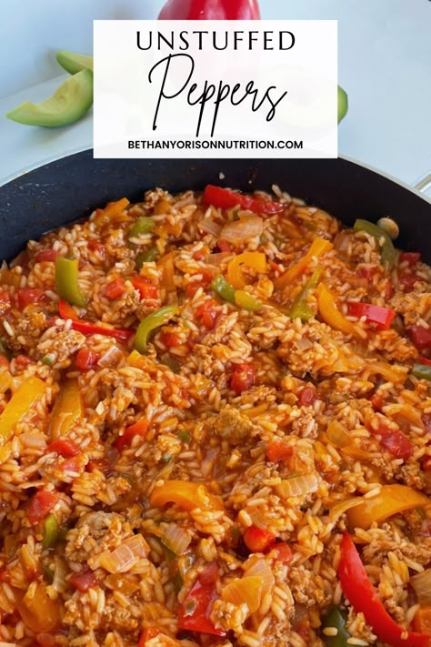 Deconstructed Stuffed Peppers, Pepper Recipes Healthy, Unstuffed Peppers, Stuffed Pepper Casserole, Ground Chicken Recipes, Easy One Pot Meals, One Pot Dinner, Ground Beef Recipes For Dinner, Fit Food