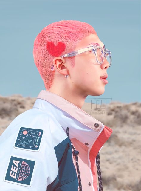 BTS RM KIM NAMJOON edit Rm Hair Colors, Namjoon Buzzcut, Shaved Hair Designs, Baby Pink Aesthetic, Aesthetic Indie, Shaved Head, Buzz Cut, Shaved Hair, Bts Fanart