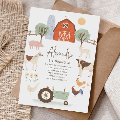 Farm Animals Barnyard Birthday Invitation #zazzle #weddinginvitations #birthdayinvitations #babyshowerinvitations #zazzleinvitations #monogram #businesscards #graduation #homedecor Calling All Party Animals, Combined Birthday Parties, Animal Birthday Invitation, Farm Animals Birthday Party, Diy Birthday Invitations, Barnyard Party, Farm Animal Birthday, Barnyard Birthday, Animals Farm