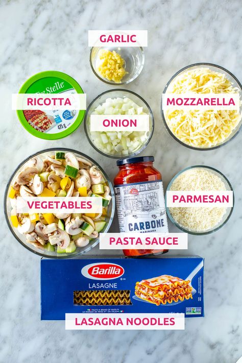 Easiest Vegetarian Lasagna {So Comforting!} - The Girl on Bloor Lasagna Vegetarian Recipe, Bean Lasagna, Lasagna Vegetarian, Vegetarian Lasagna, Vegetable Lasagna, Vegetarian Recipe, Easy Vegetarian, Base Foods, Marinara