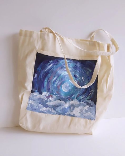 Starry and cloudy skies ☁️🌌 Painting on Tote bag 40x42 cm #Handpainted Order yours! #Tamarkers #tamarkersdesigns #totebag #tote #handpainted #paint #artistsoninstagram #post #fyp #explore #hashtags #bags #bag #design #custom #star #artbuisness #local #smallbusiness #lebanon #delivery #sky #stars #acrylicpainting #acrylic #watercolor #oilpainting #trending Skies Painting, Tote Bag Painting, Bag Painting, Diy Jewellery Designs, Cloudy Skies, Sky Stars, Bag Design, Jewellery Designs, Lebanon