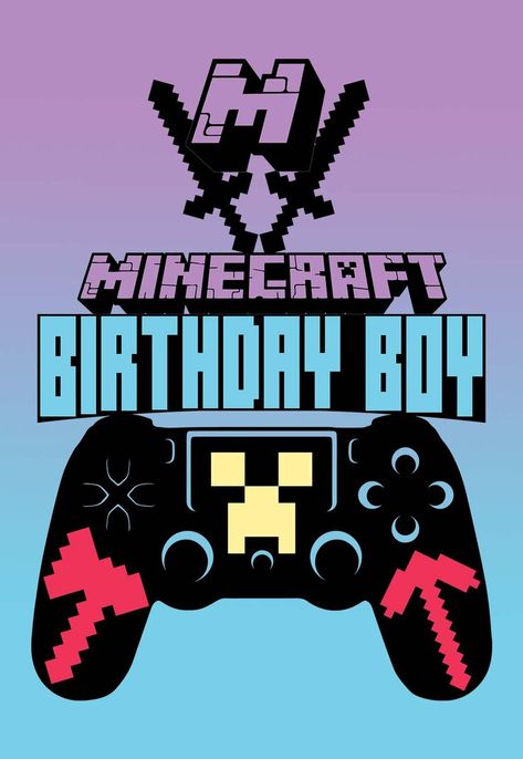 Minecraft Happy Birthday, Minecraft Birthday Card, Art Birthday Party Invitations, Monster Birthday Invitations, Minecraft Printables, Minecraft Coloring Pages, Happy Birthday Cards Printable, Boy Printable, Happy Birthday Son