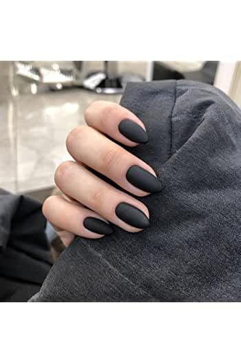 Amazon.ca: simple winter nails Black Acrylic Nail Designs, Black Press On Nails, Natural Acrylic Nails, Matte Black Nails, Black Acrylic Nails, Gel Nail Tips, Gel Nails Diy, Classy Acrylic Nails, Nail Art Designs Videos