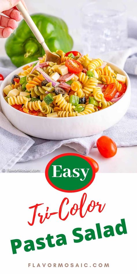 Enjoy this Classic Tri-Color Rotini Pasta Salad with Italian Dressing at your next summer backyard barbecue or with a green salad. Rotini Salad, Pasta Salad With Italian Dressing, Rotini Pasta Salad, Summer Pasta Salad Recipes, Rotini Pasta, Summer Backyard, Easy Pasta Salad, Summer Pasta Salad, Pasta Salads