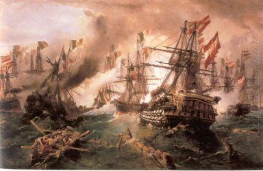 Naval battle at Lissa Ship Battle, Naval Battle, Maritime Painting, Navi A Vela, Sea Battle, Maritime Art, Marine Painting, Naval History, A Ship