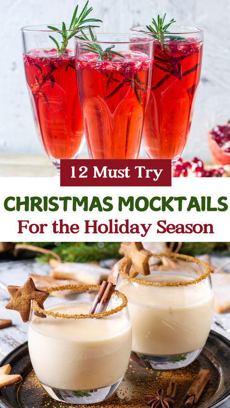 Christmas Mocktails Cocktail Non Alcoholic Recipes, Christmas Themed Drinks Mocktails, Mocktails Non Alcoholic Sparkling Grape Juice, 8 Best Christmas Mocktails, Christmas Drink Mocktail, Christmas Punch Ideas Non Alcoholic, Healthy Holiday Mocktail, Holiday Virgin Drinks, Kids Christmas Mocktails