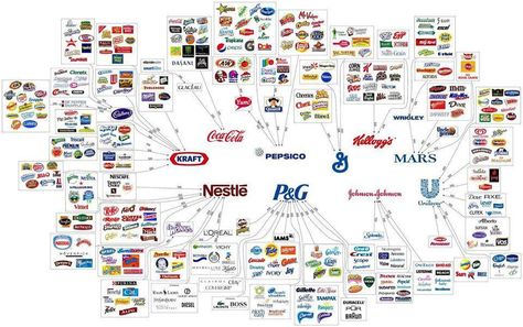 A map of corporate ownership of brands in the food industry. Branding Infographic, Procter And Gamble, Food Infographic, 타이포그래피 포스터 디자인, Grocery Foods, Company Meals, Food Industry, 로고 디자인, Tron