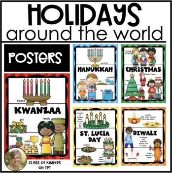 Holidays Around The World Bulletin Board, Winter Holidays Around The World, Christmas Around The World Preschool, Holidays Around The World Preschool, Christmas Around The World, December Holidays Around The World, Holiday Celebrations Around The World, December Lesson Plans, St Lucia Day