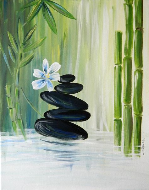 Zen Canvas Painting Ideas, Zen Acrylic Painting Ideas, Yoga Canvas Painting, Zen Painting Ideas On Canvas, Zen Garden Painting, Zen Painting Ideas, Bathroom Painting Ideas Canvas, Pastel Bookmarks, Zen Art Paintings