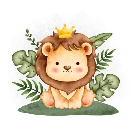 Leão de safári fofo animal aquarela | Premium Vector #Freepik #vector #aquarela #cartao #projeto #natureza Décoration Baby Shower, Safari Baby Animals, Lion Family, Cute Lion, Baby Lion, Safari Birthday, Safari Baby, Baby Art, Jungle Animals