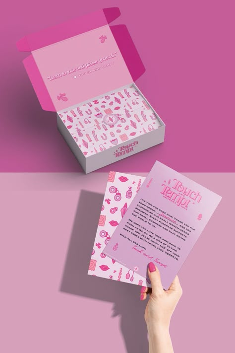 Business Box Design, Esthetician Branding Design, Back Of Business Card Ideas, Y2k Packaging, Cute Packaging Ideas For Business, Perfume Template, Noissue Packaging, Print Packaging Ideas, Pink Packaging Design