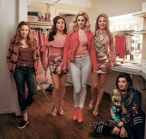 Broadway’s “Mean Girls” cast, from left: Erika Henningsen, Ashley Park, Taylor Louderman, Kate Rockwell, and Barrett Wilbert Weed reinvent the iconic movie. Photographed by Annie Leibovitz for Vogue, March 2018. Annie Lebowitz, Taylor Louderman, Mean Girls Broadway, Erika Henningsen, Barrett Wilbert, Ashley Park, Musical Theatre Broadway, Annie Leibovitz, Theatre Nerds