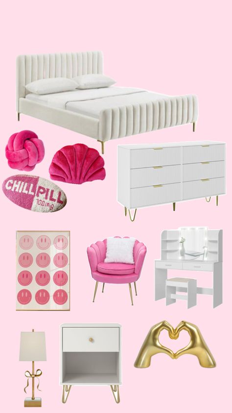 Hot Pink Room Inspiration, Bedroom Inspirations White, Pink Room Inspiration, Hot Pink Room, Preppy Inspiration, Room Redo, Pink Room, New Room, Dream Room