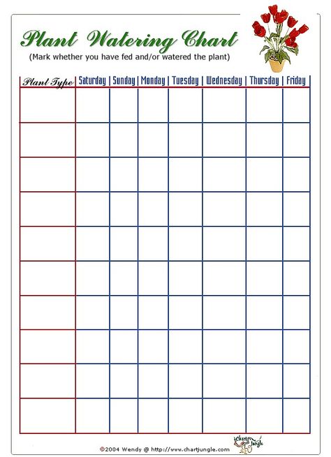 Garden Watering Schedule, Garden Journal Template, Water Chart, Plant Chart, Template Free Printable, Flower Chart, Diy Organizer, Plant Watering, Plant Journal