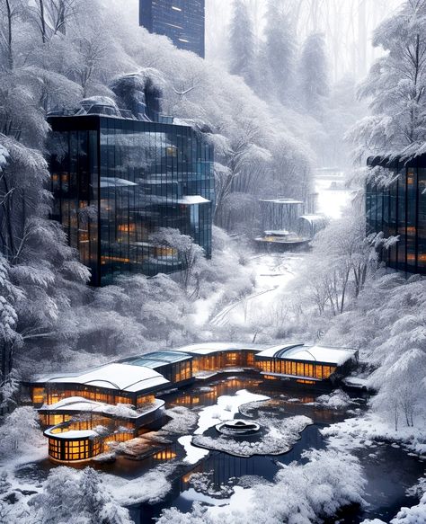 Neighborhood Layout, Sci Fi Home, Winter Hotel, Green Future, Hotel View, Resort Plan, Luxury Decoration, Dream Interior, Castle House