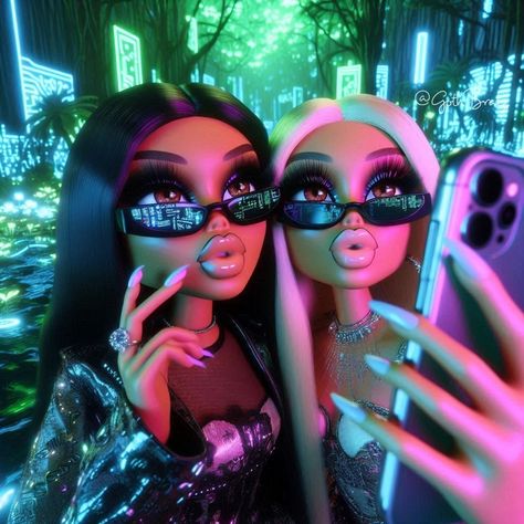 Digital jungle 🖤💕 Challenge by @designedbycafryn 🖤 #bratz #explorepage Bratz Art Aesthetic, Pisces Bratz, Cartoon Profile Pics Bratz, Bratz Profile Picture, Brat Birthday, Water Moon, Astro Memes, Pretty Wallpaper Ipad, Bratz Doll Outfits