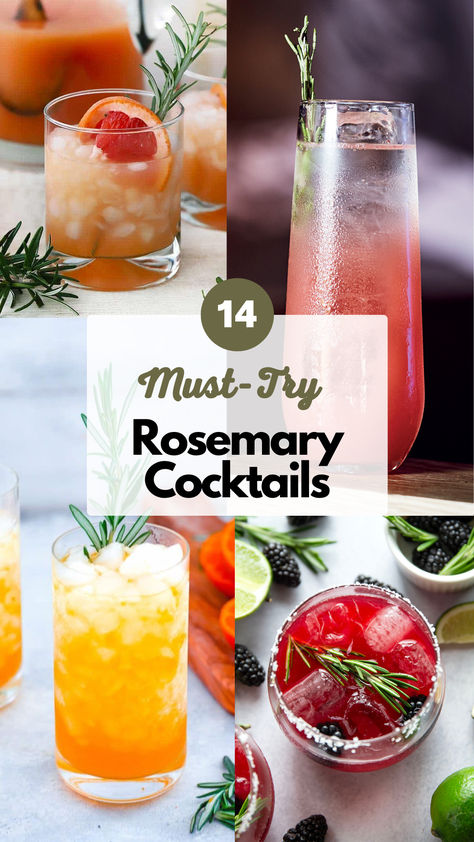 Rosemary Cocktail Recipes Grapefruit Rosemary Cocktail, Drink With Rosemary, Cocktail With Rosemary, Rosemary Simple Syrup Cocktail, Rosemary Drinks Cocktails, Drinks With Rosemary, Rosemary Cocktail Recipes, Herbal Cocktails, Rosemary Margarita