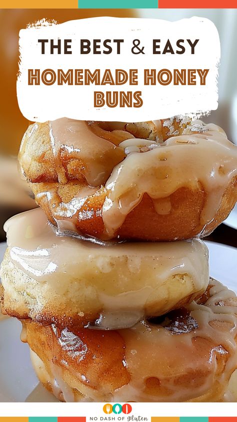 Honeybuns Homemade, Easy Honey Buns, Honey Donut, Easy Donut Recipe Fried No Yeast, Homemade Hunny Buns, Homemade Honeybuns, Honey Bun Recipe Homemade, Honey Bun Muffins, Hot Honey Dessert