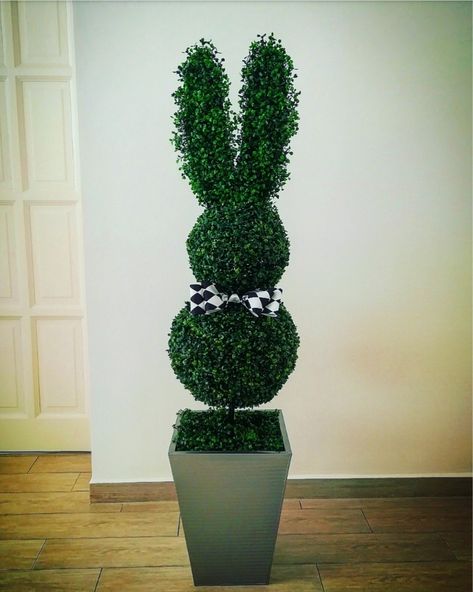 Easter Bunny Topiary, Easter Topiary Tree, Easter Egg Topiary, Moss Projects, Bunny Topiary, Easter Front Porch Decor, Easter Front Porch, Easter Topiary, Easter Porch Decor