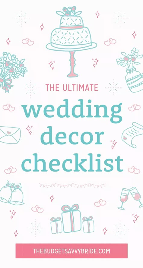 Ultimate Wedding Decor Checklist at The Budget Savvy Bride Wedding Essentials Checklist, Wedding Decor Checklist, Wedding Decoration Checklist, Ultimate Wedding Checklist, Decor Checklist, Wedding Tools, Rustic Wedding Decorations, Wedding Dress Hanger, Wedding Planning Timeline