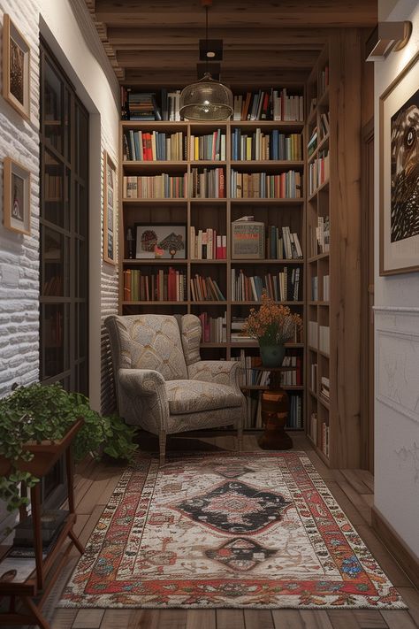 Hallway Library, Hallways Ideas, Mid Century Coastal, Cozy Home Library, Library Space, Camp Design, Cabin Inspiration, Library Inspiration, Cozy Mystery Book