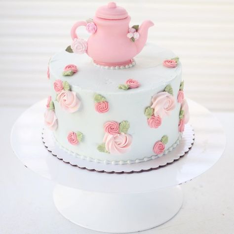 1st Birthday Afternoon Tea Party, Cake For Tea Party Birthday, Tea For Two Birthday Cake Ideas, Tea Cup Birthday Cakes, Princess Tea Party Cake Ideas, Tea Party Birthday One Year Old, Tea For Two Cake Ideas, Fourth Birthday Tea Party, Three For Tea Birthday Party