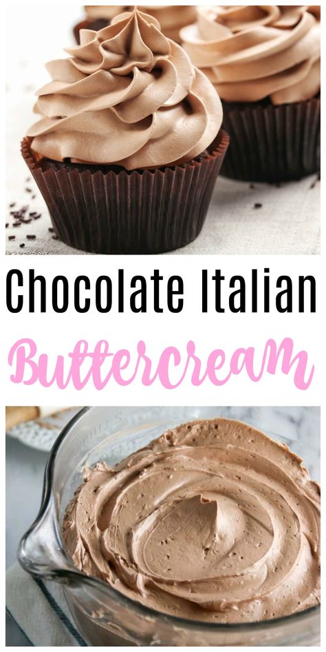 Italian Butter Cream Frosting Recipe, Italian Frosting Recipe, Italian Buttercream Frosting Recipe, Italian Frosting, Chocolate Italian Cream Cake Recipe, Chocolate French Buttercream, Chocolate Italian Buttercream, Italian Birthday Cake, Chocolate Italian Meringue Buttercream