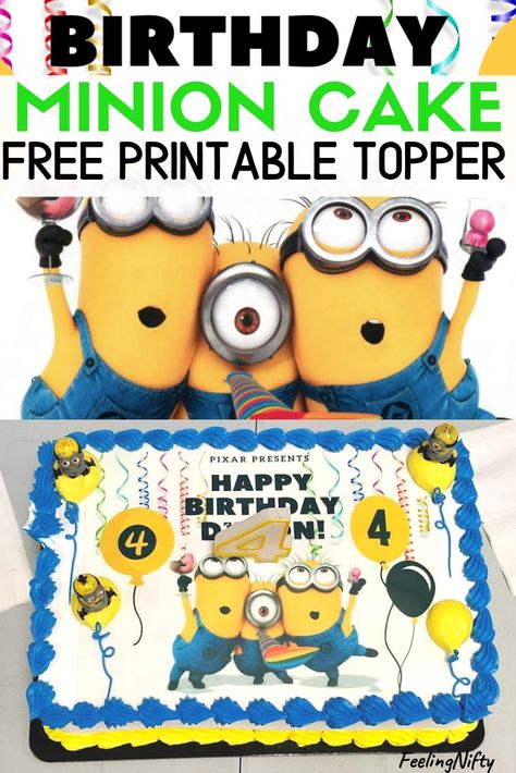 Fun Minion Birthday cake ideas using this free printable cake topper. Great minion theme cake for birthday party. Or Dispicable Me party cake.#minion #minionBirthday #minionParty #minionCake #homemade #birthdayCake #freePrintable #minions #birthdayCakeIdeas #birthdayPartyIdeaa #despicableMe Free Printable Cake Topper, Minion Theme Cake, Minion Party Ideas, Birthday Cake Fruit, Cake Minion, Minion Balloons, Printable Cake Topper, Minion Birthday Cake, Easy Crafts For Teens