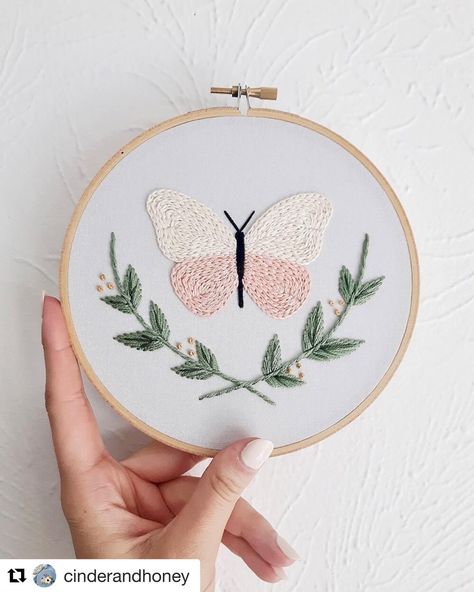 Butterfly Embroidery Pattern, Embroidery Patterns Ideas, Stitch Guide, Thank You Letter, Pola Sulam, Learn Embroidery, Butterfly Embroidery, Embroidery Flowers Pattern, Hand Embroidery Pattern