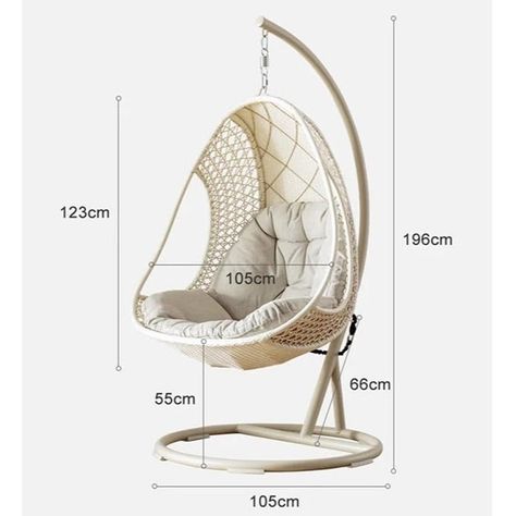 Pearl Rattan Garden Hanging Egg Chair with Stand, Garden Furniture OutdoorIndoor Chair Balcony, Basket Chair, Hanging Egg Chair, Modern Window, Chair Dimensions, Rattan Chair, Hanging Basket, Garden Storage, House Room