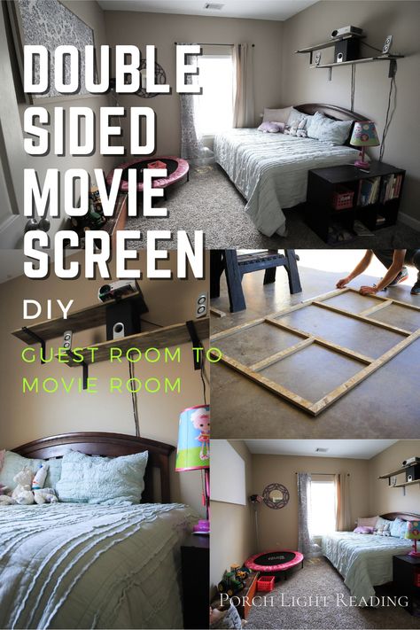 Small Projector Room Ideas, Diy Projector Screen Bedroom, Diy Projector Screen Frame, Homemade Projector Screen Diy, Diy Projector Screen Indoor, Diy Overhead Projector, Diy Screen Projector Screen, Hanging Projector From Ceiling Diy, Diy Projector Screen