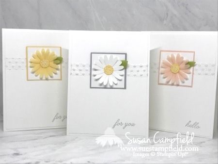 Daisy Lane Vellum Cards - 7 (1) Vellum Flowers, Daisy Image, Vellum Cards, Pink And Yellow Flowers, Daisy Cards, Bow Making, Flower Center, Punch Cards, Card Layout