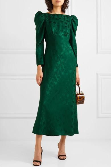 from @NET-A-PORTER's closet #saloni #lafshar #aquazzura Wedding Guest Dress Black Tie, November Wedding Guest Outfits, Sukienki Maksi, Fall Wedding Dress, Fall Wedding Guest Dress, Cocktail Attire, Fall Wedding Dresses, Jewel Tones, Guest Dresses