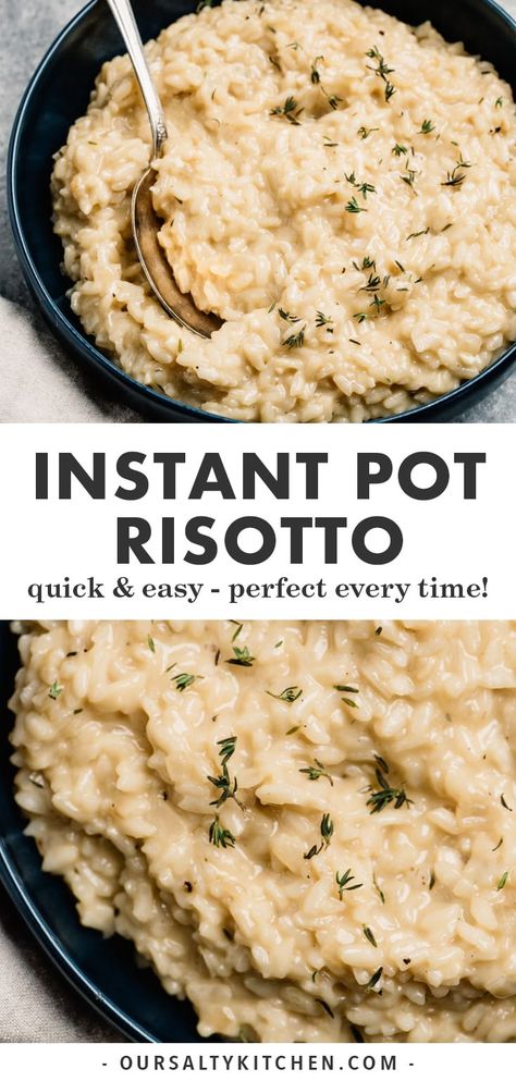 Did you know that you can make risotto in the instant pot? Pressure cooker risotto is perfect every single time, and it's the best quick and easy side dish for any occasion. Risotto is one of the easiest instant pot recipes for busy weeknights - ready in under 30 minutes, with the ultimate rich and creamy texture. #instantpot #instantpotrecipes #risotto #sidedish #healthyrecipes #glutenfree #vegetarian Rice Recipes For Dinner Side Dishes Instant Pot, Ip Risotto Recipes, Instant Pot Recipes Risotto, Insta Pot Risotto Recipes Easy, Instapot Rositto, Spinach Risotto Instant Pot, Instant Pot Risotto Recipes Easy, Instapot Risotto Recipes Easy, Chicken Risotto Instant Pot