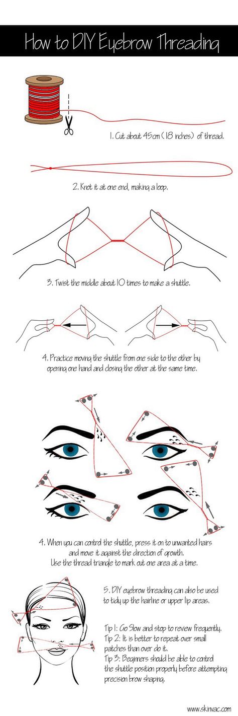 How to thread your own eyebrows.. Worth a shot! Brow Threading, Nails Shape, Hair Removal Diy, Best Makeup Tutorials, Threading Eyebrows, Smink Inspiration, Seni Dan Kraf, Perfect Eyebrows, Kraf Diy