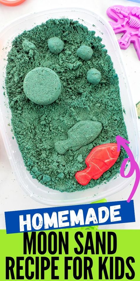 Easy Homemade DIY Moon Sand Recipe • Kids Activities Blog Moon Sand Recipe, Sand For Kids, Diy Moon Sand, Homemade Moon Sand, Sand Recipe, Sands Recipe, Diy Moon, Moon Sand, Sand Play