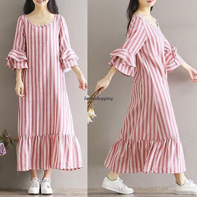 Long Dresses Casual Maxi Simple, Long Tunic Hijab, Long Tunics For Women, Long Dress Korean, Diy Maxi Skirt, Casual Cotton Dress, Loose Summer Dress, Long Dresses Casual Maxi, Summer Tunic