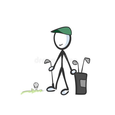 Golf Drawing Easy, Golf Doodles, Golf Drawing, Golf Field, Illustration Of People, Stick People, Doodle Background, Cartoon Doodle, Stick Figure Drawing