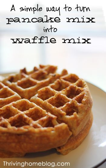 One simple ingredient can change pancake mix into waffle mix! Waffle Mix Recipes, Belgian Waffle Mix, Krusteaz Pancake Mix, Make Waffles, Pancake Mix Recipe, Thriving Home, Waffle Iron Recipes, Pancake Mix Recipes, Waffle Maker Recipes