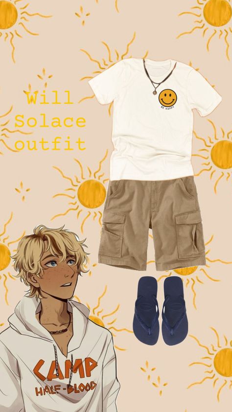 #percyjackson #solangelo #pjo Will Solace Aesthetic Clothes, Will Solace Outfits, Will Solace Cosplay, Apollo Cosplay, Pjo Apollo Cabin, Will Solace Glowing, Percy Jackson Apollo Cabin, Outfits Inspired By Percy Jackson, Pjo Outfits