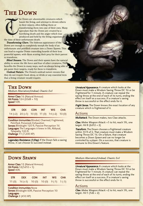 Dnd Cave Monsters, Pathfinder Homebrew, Dnd Stat Blocks, Stat Block, Dnd Enemies, Dungeons And Dragons Races, Dnd Stats, Dnd Monster, Dnd Creatures